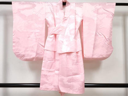 平和屋着物[]七五三　女の子　３歳　祝着　三つ身　長襦袢(袷)セット　霞花鞠文　暈し染め　金彩　逸品　DABG3326ma