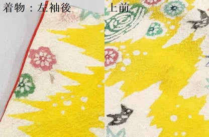 平和屋着物[]七五三　女の子　３歳　祝着　三つ身　被布セット　型染　流水花文　逸品　DABG3327ma