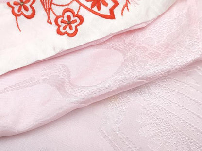 平和屋着物[]七五三　女の子　３歳　祝着　三つ身　長襦袢(単衣・半衿刺繍)セット　駒刺繍　地紙鞠花文　暈し染め　金彩　DABG3328ma