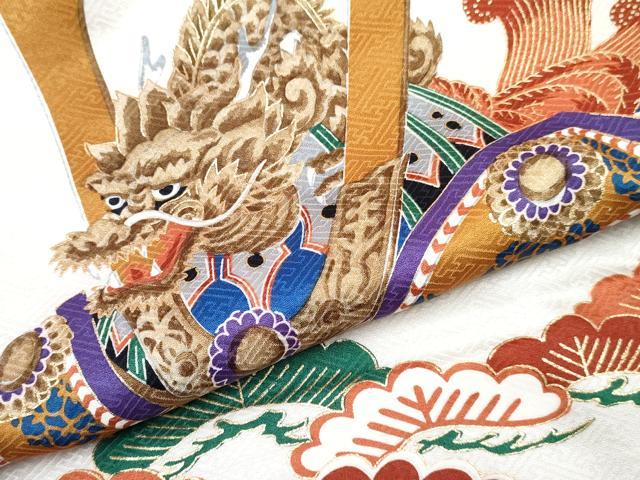 平和屋着物[]七五三　男の子　祝着・被布セット　龍　兜　松文　金彩　逸品　DABG3329ma