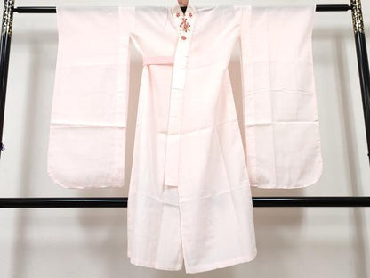平和屋着物[]七五三　女の子　７歳　祝着　四つ身　長襦袢(単衣・半衿刺繍)セット　駒刺繍　御所車花文　暈し染め　金彩　DABG3330ma