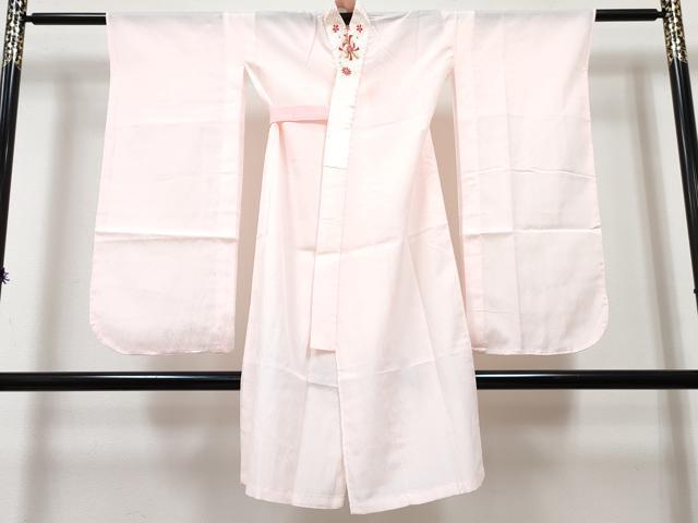 平和屋着物[]七五三　女の子　７歳　祝着　四つ身　長襦袢(単衣・半衿刺繍)セット　駒刺繍　御所車花文　暈し染め　金彩　DABG3330ma