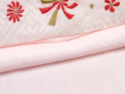 平和屋着物[]七五三　女の子　７歳　祝着　四つ身　長襦袢(単衣・半衿刺繍)セット　駒刺繍　御所車花文　暈し染め　金彩　DABG3330ma
