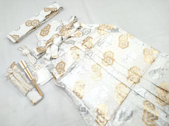 平和屋着物[]七五三　男の子　行灯袴・帯・小物セット　亀甲花文　金銀糸　DABG3336ma