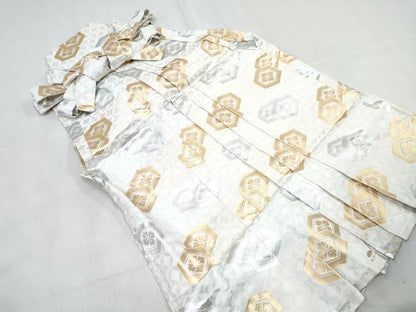平和屋着物[]七五三　男の子　行灯袴・帯・小物セット　亀甲花文　金銀糸　DABG3336ma