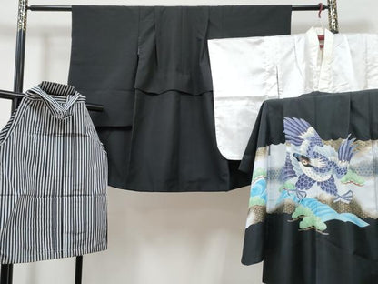 平和屋着物[]七五三　男の子　祝着・羽織・長襦袢(単衣)セット　鷹　鷲　松文　暈し染め　金彩　DABG3370ma