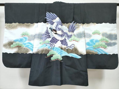 平和屋着物[]七五三　男の子　祝着・羽織・長襦袢(単衣)セット　鷹　鷲　松文　暈し染め　金彩　DABG3370ma