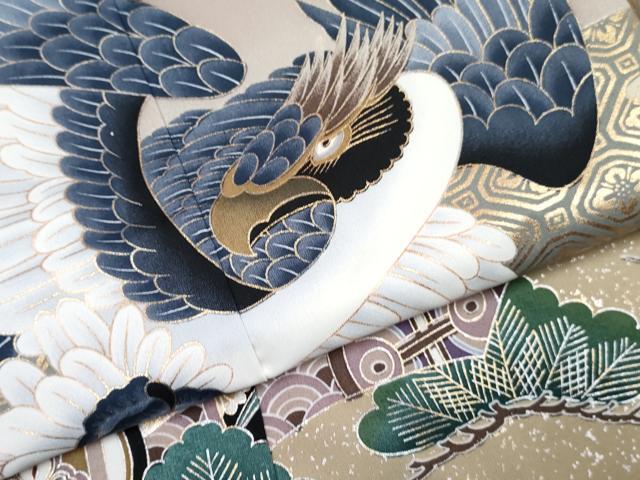 平和屋着物[]七五三　男の子　祝着・羽織セット　鷹　鷲　風景松文　暈し染め　金銀彩　DABG3371ma