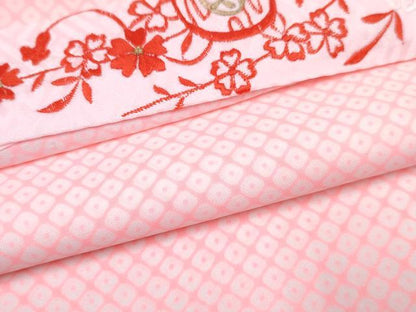 平和屋着物[]七五三　女の子　７歳　祝着　四つ身　長襦袢(無双仕立て・半衿刺繍)セット　花車文　暈し染め　金銀彩　逸品　DABG3374ma
