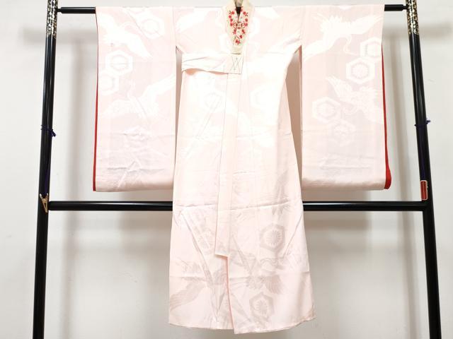 平和屋着物[]七五三　女の子　７歳　祝着　四つ身　長襦袢(袷・半衿刺繍)セット　扇面御所車花鞠文　暈し染め　金銀彩　逸品　DABG3376ma