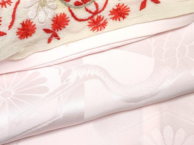 平和屋着物[]七五三　女の子　７歳　祝着　四つ身　長襦袢(袷・半衿刺繍)セット　扇面御所車花鞠文　暈し染め　金銀彩　逸品　DABG3376ma