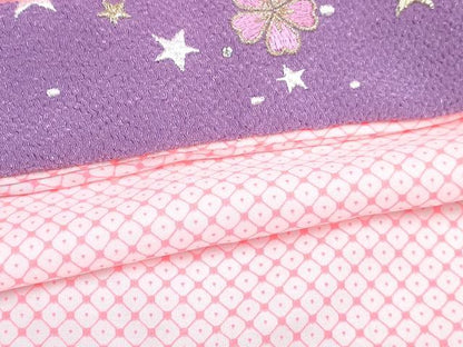 平和屋着物[]七五三　mezzo piano　メゾピアノ　女の子　７歳　祝着　四つ身　襦袢セット　薔薇　暈し染め　金彩　洗える着物　DABG3380ma