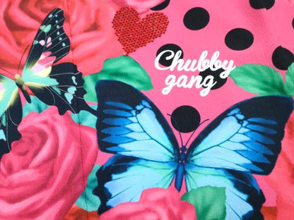 平和屋着物[]七五三　CHUBBYGANG　女の子　７歳　祝着　四つ身　襦袢(単衣)セット　花蝶文　ラインストーン　洗える着物　DABG3383ma