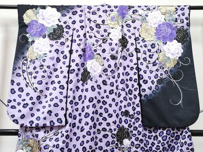 平和屋着物[]七五三　女の子　７歳　祝着　四つ身　襦袢(単衣・半衿刺繍)セット　薔薇　暈し染め　金彩　洗える着物　DABG3384ma