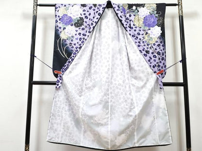 平和屋着物[]七五三　女の子　７歳　祝着　四つ身　襦袢(単衣・半衿刺繍)セット　薔薇　暈し染め　金彩　洗える着物　DABG3384ma