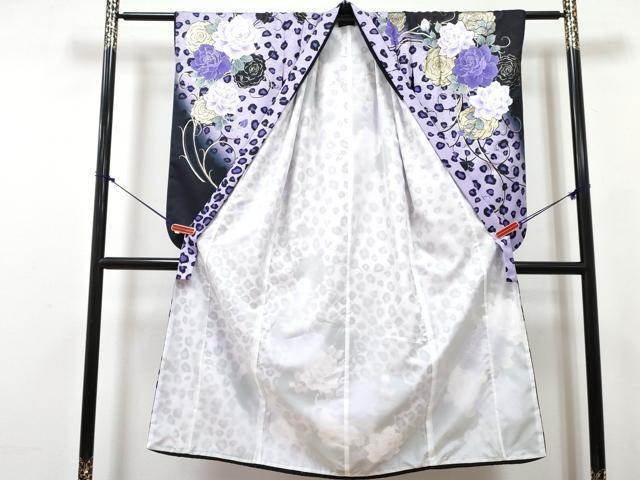 平和屋着物[]七五三　女の子　７歳　祝着　四つ身　襦袢(単衣・半衿刺繍)セット　薔薇　暈し染め　金彩　洗える着物　DABG3384ma