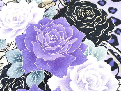 平和屋着物[]七五三　女の子　７歳　祝着　四つ身　襦袢(単衣・半衿刺繍)セット　薔薇　暈し染め　金彩　洗える着物　DABG3384ma