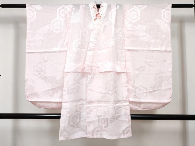 平和屋着物[]七五三　女の子　７歳　祝着　四つ身　襦袢(無双仕立て)セット　駒刺繍　舞蝶花鳥松文　暈し染め　金彩　逸品　DABG3390ma