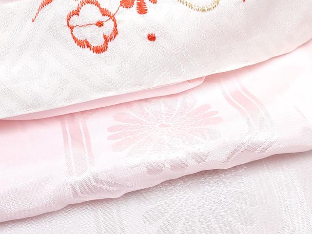 平和屋着物[]七五三　女の子　７歳　祝着　四つ身　襦袢(無双仕立て)セット　駒刺繍　舞蝶花鳥松文　暈し染め　金彩　逸品　DABG3390ma