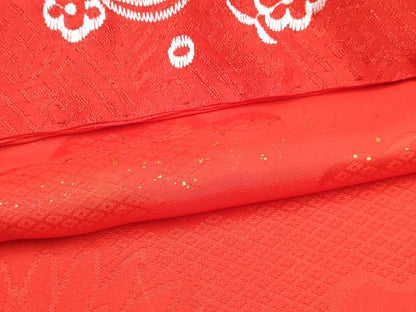 平和屋着物[]七五三　女の子　７歳　祝着　四つ身　長襦袢(単衣・半衿刺繍)セット　束ね熨斗花文　金彩　逸品　DABG3392ma