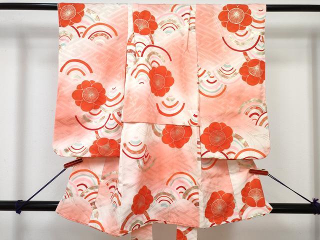 平和屋着物[]七五三　女の子　３歳　祝着　三つ身　長襦袢(袷・半衿刺繍)セット　梅　青海波　暈し染め　金彩　逸品　DABG3393ma