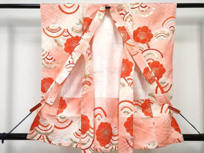 平和屋着物[]七五三　女の子　３歳　祝着　三つ身　長襦袢(袷・半衿刺繍)セット　梅　青海波　暈し染め　金彩　逸品　DABG3393ma