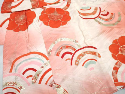 平和屋着物[]七五三　女の子　３歳　祝着　三つ身　長襦袢(袷・半衿刺繍)セット　梅　青海波　暈し染め　金彩　逸品　DABG3393ma