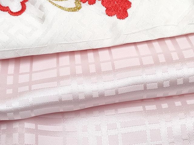 平和屋着物[]七五三　女の子　３歳　祝着　三つ身　長襦袢(袷・半衿刺繍)セット　絞り　糸車花文　金彩　逸品　DABG3394ma
