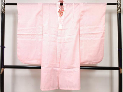 平和屋着物[]七五三　女の子　７歳　祝着　四つ身　襦袢(単衣・半衿刺繍)・袋帯セット　鞠花車文　金彩　DABG3399ma