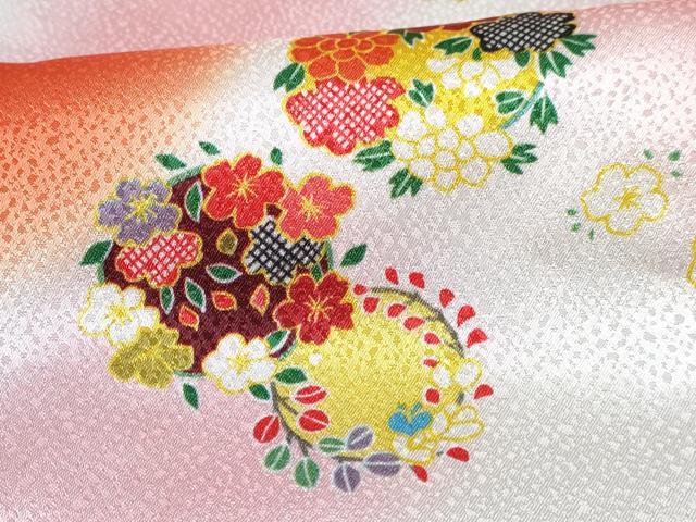 平和屋着物[]七五三　女の子　３歳　祝着　三つ身　長襦袢(無双仕立て)・被布セット　花丸文　暈し染め　DABG3400ma