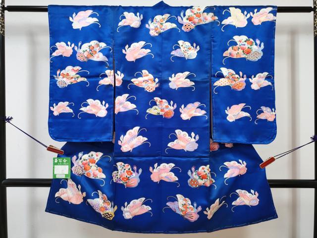 平和屋着物[]七五三　女の子　３歳　祝着　三つ身　長襦袢(無双仕立て)セット　駒刺繍　花蝶文　金彩　DABG3403ma