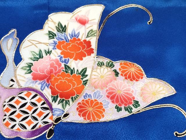 平和屋着物[]七五三　女の子　３歳　祝着　三つ身　長襦袢(無双仕立て)セット　駒刺繍　花蝶文　金彩　DABG3403ma