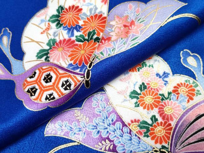 平和屋着物[]七五三　女の子　３歳　祝着　三つ身　長襦袢(無双仕立て)セット　駒刺繍　花蝶文　金彩　DABG3403ma