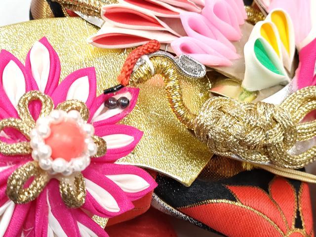 平和屋着物[]女の子　子供　つけ帯　立涌花文　黒地　金糸　DABG3407ma