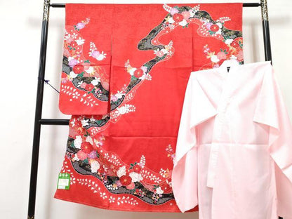 平和屋着物[]七五三　女の子　７歳　祝着　四つ身　襦袢(単衣)セット　辻が花　金彩　逸品　未使用　DABG3412ma