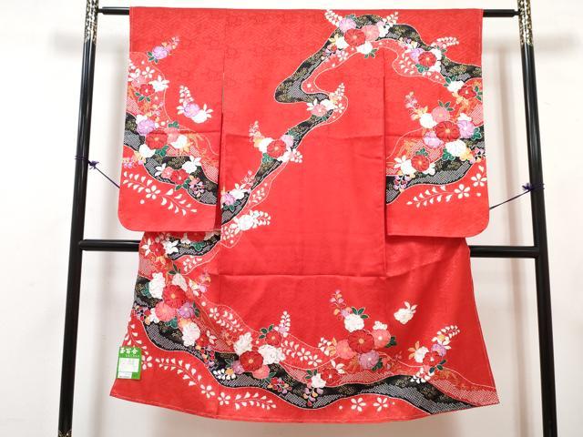 平和屋着物[]七五三　女の子　７歳　祝着　四つ身　襦袢(単衣)セット　辻が花　金彩　逸品　未使用　DABG3412ma