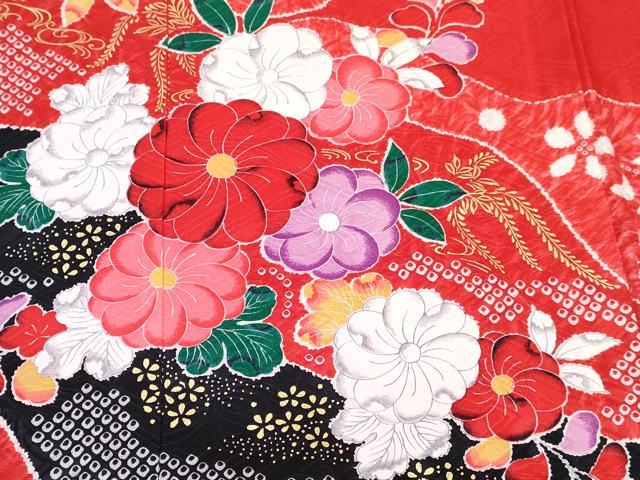 平和屋着物[]七五三　女の子　７歳　祝着　四つ身　襦袢(単衣)セット　辻が花　金彩　逸品　未使用　DABG3412ma