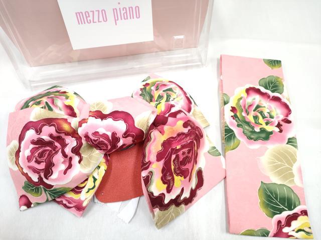 平和屋着物[]女の子　子供　mezzo piano　メゾピアノ　つけ帯　草花文　金彩　箱付き　未使用　DABG3430ma