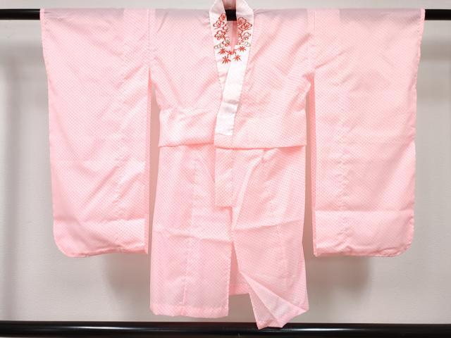 平和屋着物[]七五三　女の子　３歳　祝着　三つ身　長襦袢(単衣・半衿刺繍)セット　鞠花車文　暈し染め　金彩　DABG3434ma