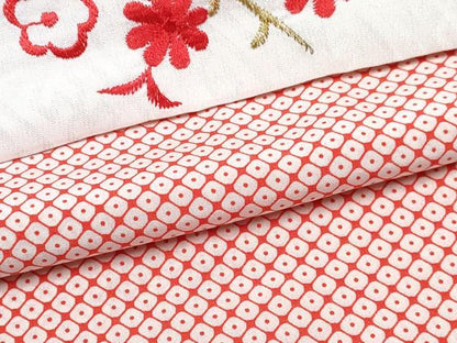 平和屋着物[]七五三　女の子　７歳　祝着　四つ身　長襦袢(無双仕立て・半衿刺繍)セット　御所車飛鶴花文　金彩　逸品　DABG3455ma