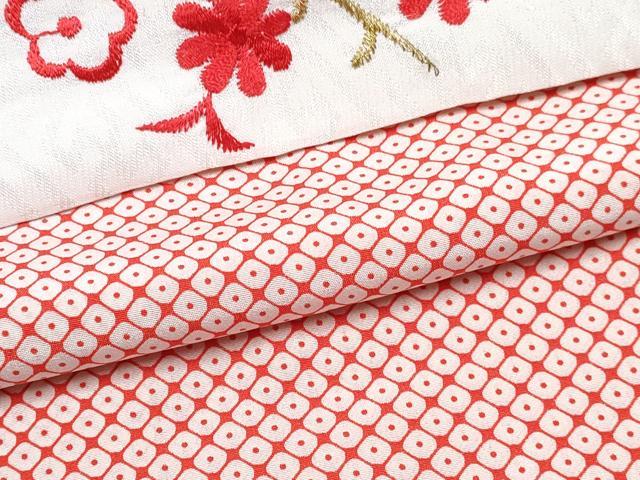 平和屋着物[]七五三　女の子　７歳　祝着　四つ身　長襦袢(無双仕立て・半衿刺繍)セット　御所車飛鶴花文　金彩　逸品　DABG3455ma
