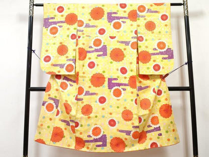 平和屋着物[]七五三　女の子　７歳　祝着　四つ身　長襦袢(無双仕立て・半衿刺繍)セット　エ霞菊花文　金彩　逸品　DABG3458ma