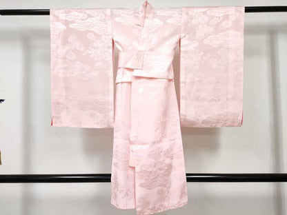 平和屋着物[]女の子　子供　長襦袢　袷　雲取り芝花地紋　洗える着物　DABG3464ma