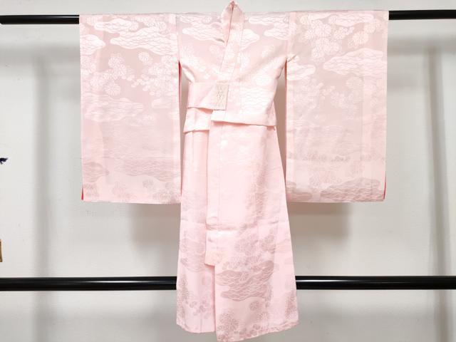 平和屋着物[]女の子　子供　長襦袢　袷　雲取り芝花地紋　洗える着物　DABG3464ma