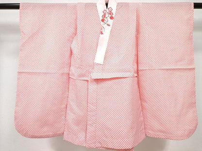 平和屋着物[]女の子　子供　長襦袢　単衣　鹿の子文様　半衿刺繍　DABG3465ma