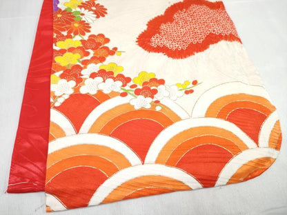 平和屋着物[]七五三　女の子　３歳　祝着　三つ身　駒刺繍　絞り　花車文　金彩　逸品　DABG3467ma