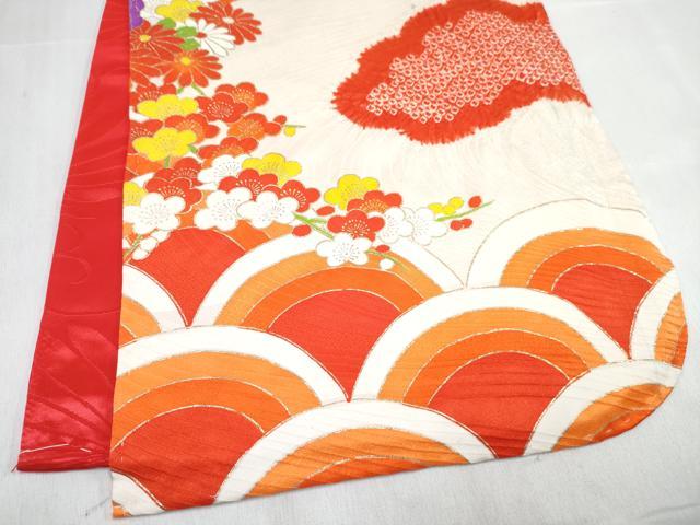 平和屋着物[]七五三　女の子　３歳　祝着　三つ身　駒刺繍　絞り　花車文　金彩　逸品　DABG3467ma