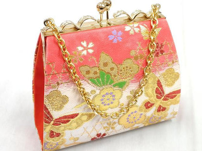 平和屋着物[]和装小物　女の子　子供　草履・バッグ・帯締め・小物セット　花蝶文　金糸　箱付き　逸品　DABG3476ma