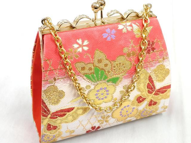 平和屋着物[]和装小物　女の子　子供　草履・バッグ・帯締め・小物セット　花蝶文　金糸　箱付き　逸品　DABG3476ma