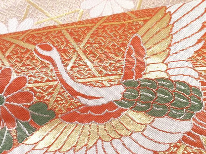 平和屋着物[]和装小物　女の子　子供　つけ帯・草履・帯締め・帯揚げ・しごき・小物セット　飛鶴花文　金糸　箱付き　DABG3481ma